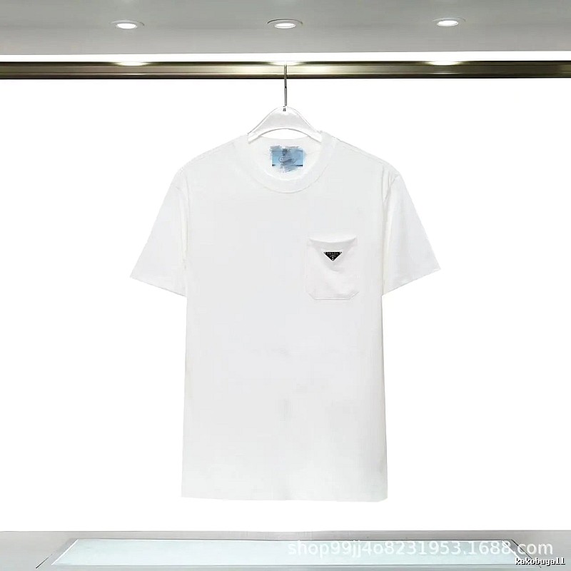 Prada Triangle Logo Minimalist Style White Short-sleeve T-shirt