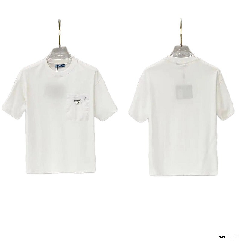 Prada Triangle Logo Minimalist Style White Short-sleeve T-shirt
