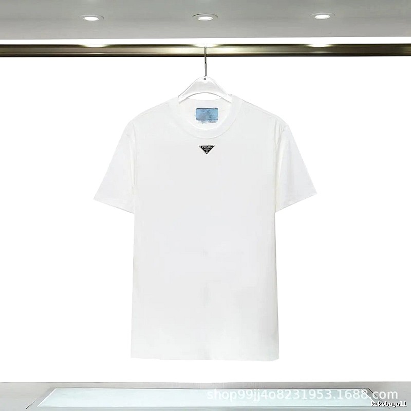 Prada Triangle Logo Minimalist Style White T-Shirt