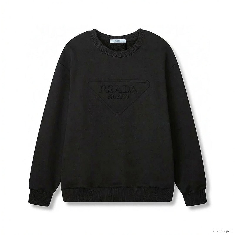 Prada triangular logo simple black sweatshirt