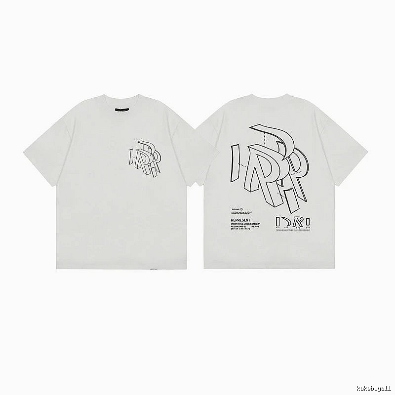 Represent Geometric Print Street-style Off-white T-shirt