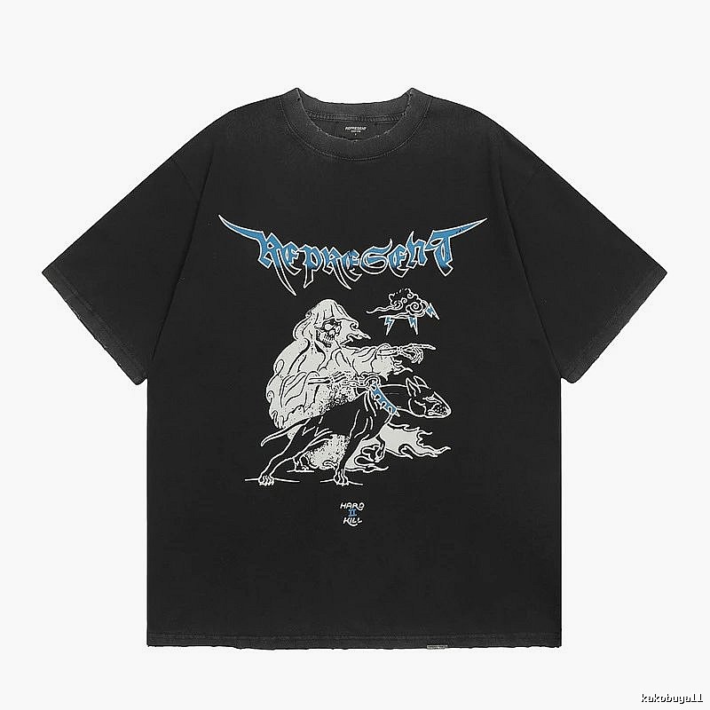 Represent Grim Reaper Print Vintage Style Black T-Shirt