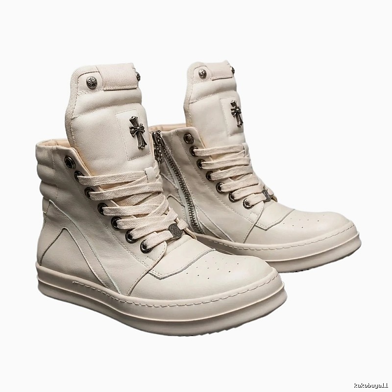 Rick Owens dark style off-white high-top shoes