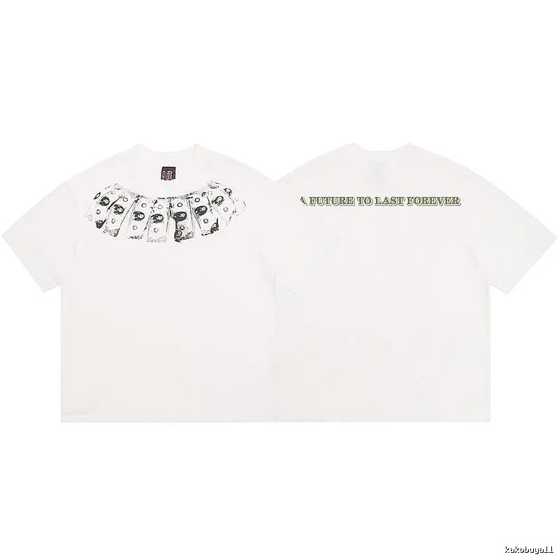 SAINT Dollar Bill Print Street Style White T-Shirt
