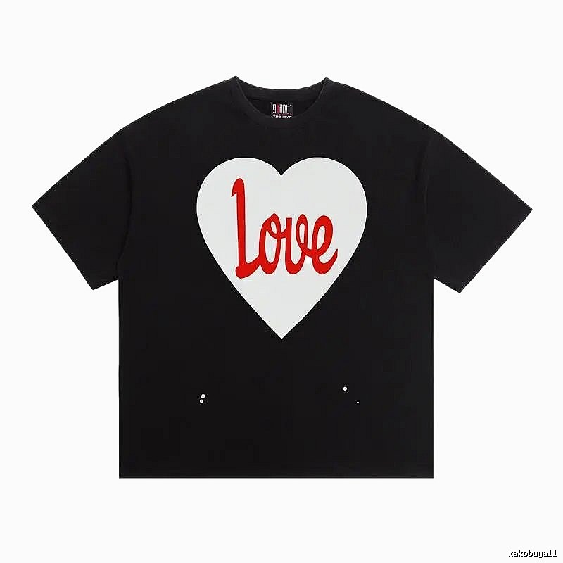 SAINT Heart Print Street Style Black T-Shirt