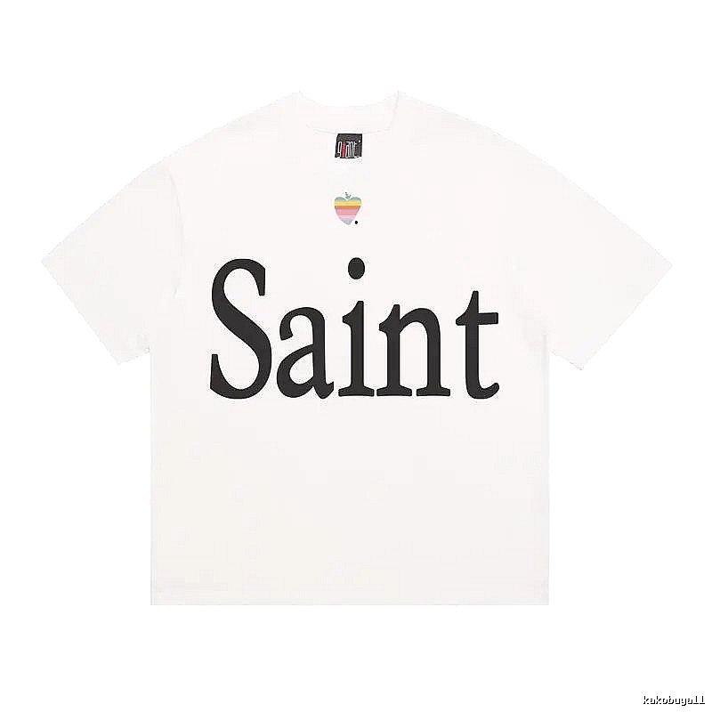 SAINT Letter Print Street Style Off-white T-shirt