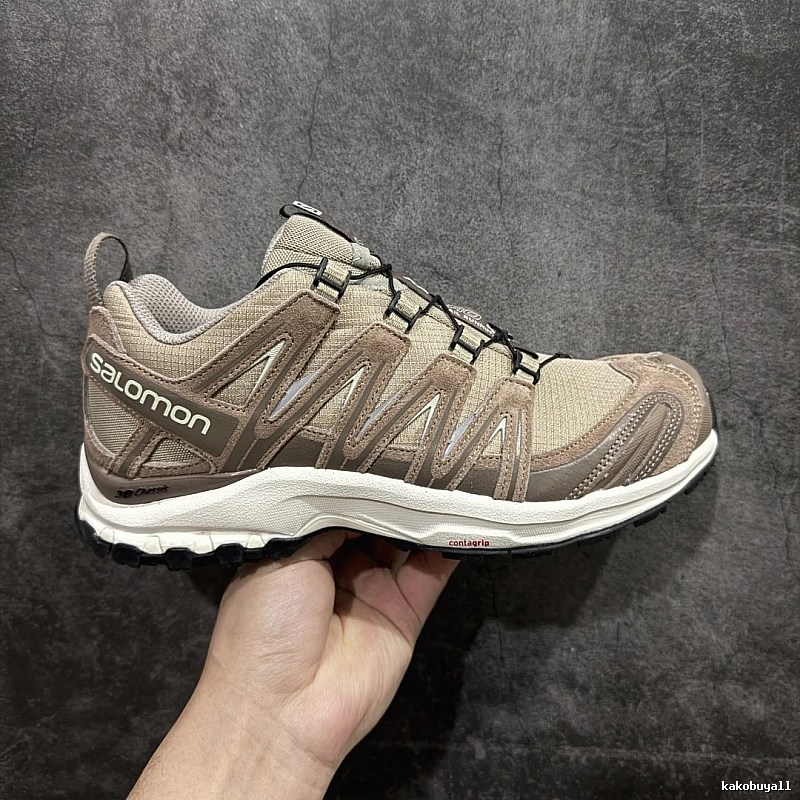Salomon Trail Sneakers, Tan and Quick-Lace Style Cords