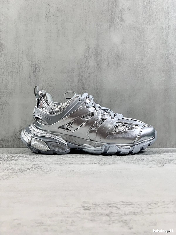 Silver Runner Sneaker by Balenciaga with Silver Layered Runner Side Profile