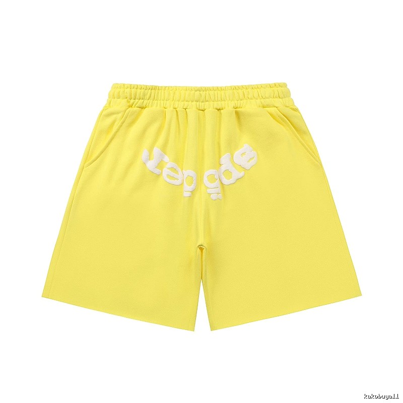 Sp5der casual style yellow shorts