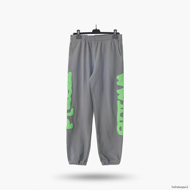 Sp5der Fluorescent Letter Trendy Grey Sweatpants