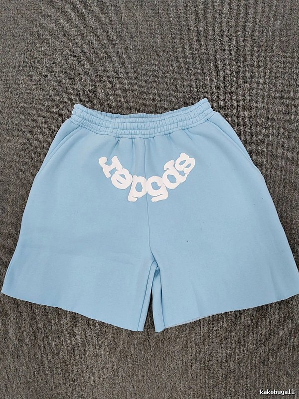 Sp5der Foam Print Street Style Light Blue Shorts