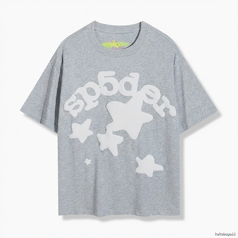 Sp5der Gray T-shirt with Star Print