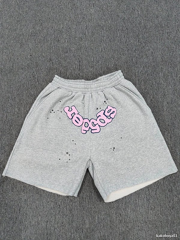 Sp5der Printed Street Style Grey Shorts