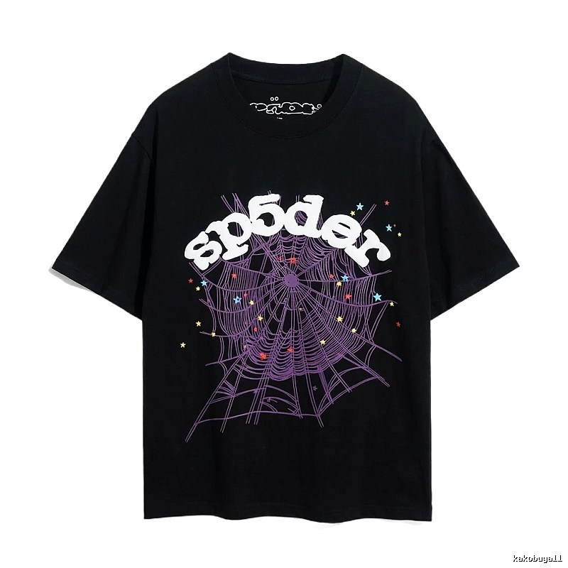 Sp5der Spider Web Print Black Trendy T-shirt