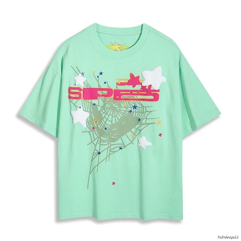 Sp5der star - printed light green T - shirt