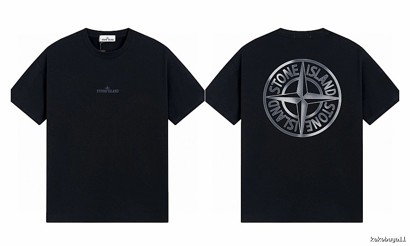 Stone Island Compass Collection Street Style Black T-Shirt