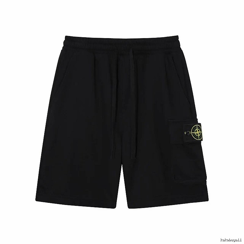 Stone Island Compass Logo Workwear Style Black Shorts