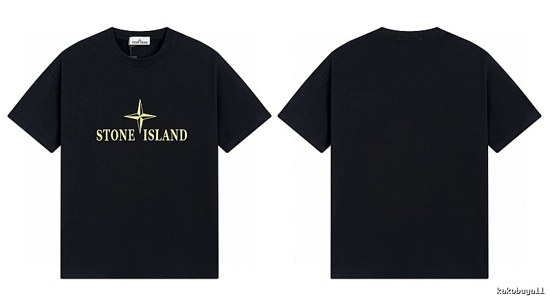 Stone Island Compass Print Street Style Black T-Shirt