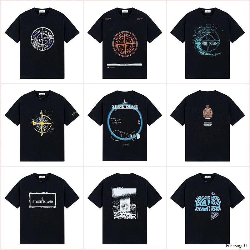 Stone Island Compass Print Street Style Black T-Shirt