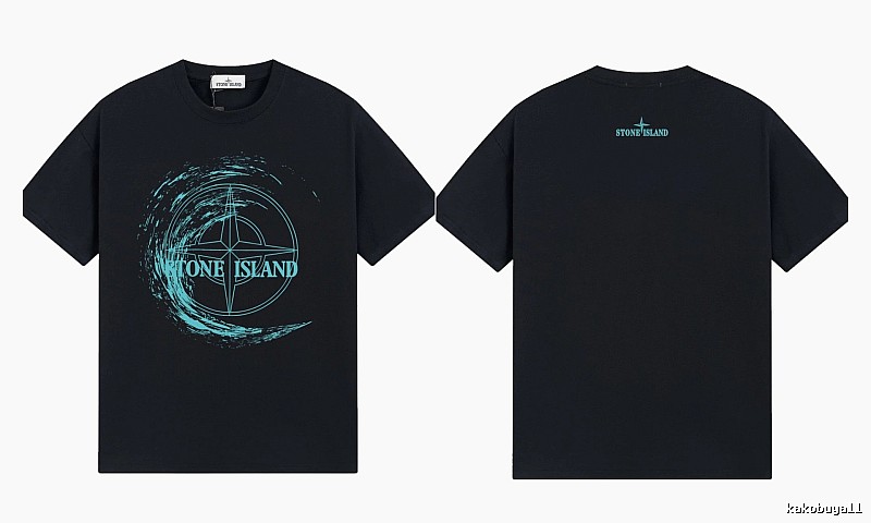 Stone Island Compass Print Street Style Black T-Shirt