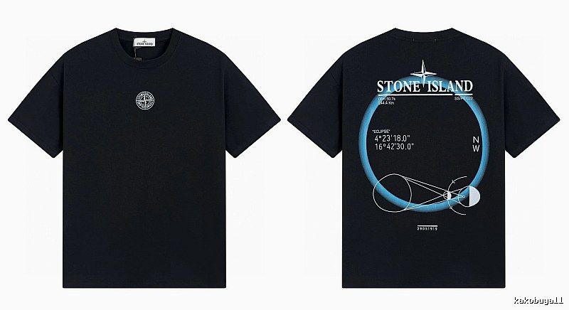 Stone Island Eclipse Collection Techwear Style Black Short-sleeve T-shirt