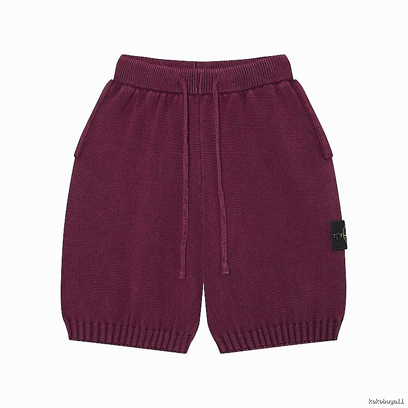 Stone Island Knit Casual Style Burgundy Shorts