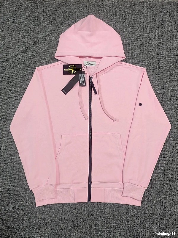 Stone Island Pink Zip Hoodie Casual Layering