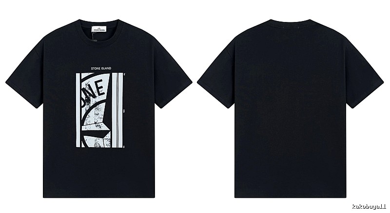 Stone Island Printed Street Style Black T-shirt