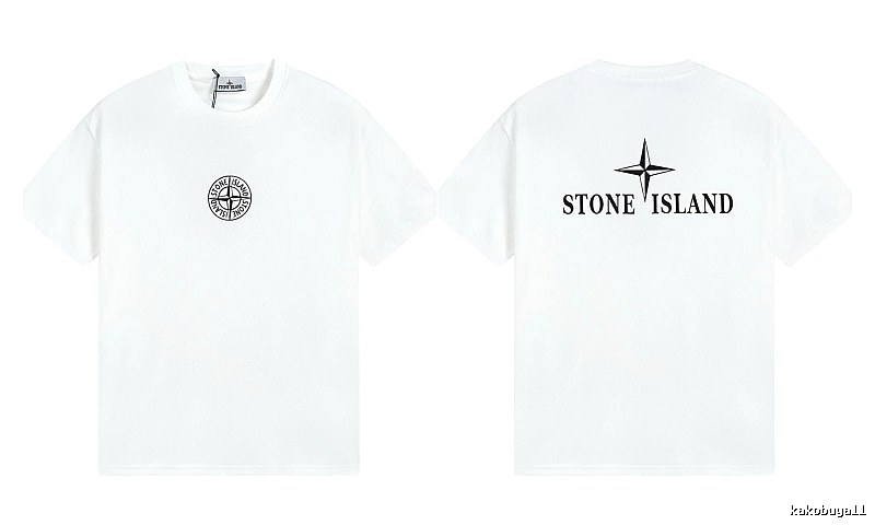 Stone Island Printed Street Style White Short Sleeve T-shirt