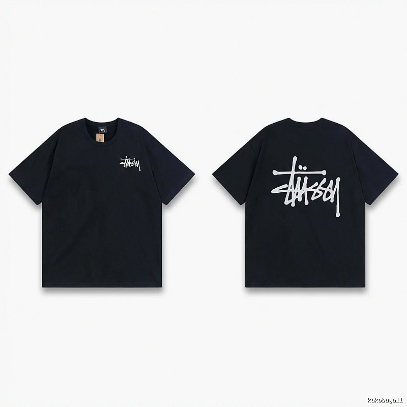 Stussy basic style simple black T-shirt