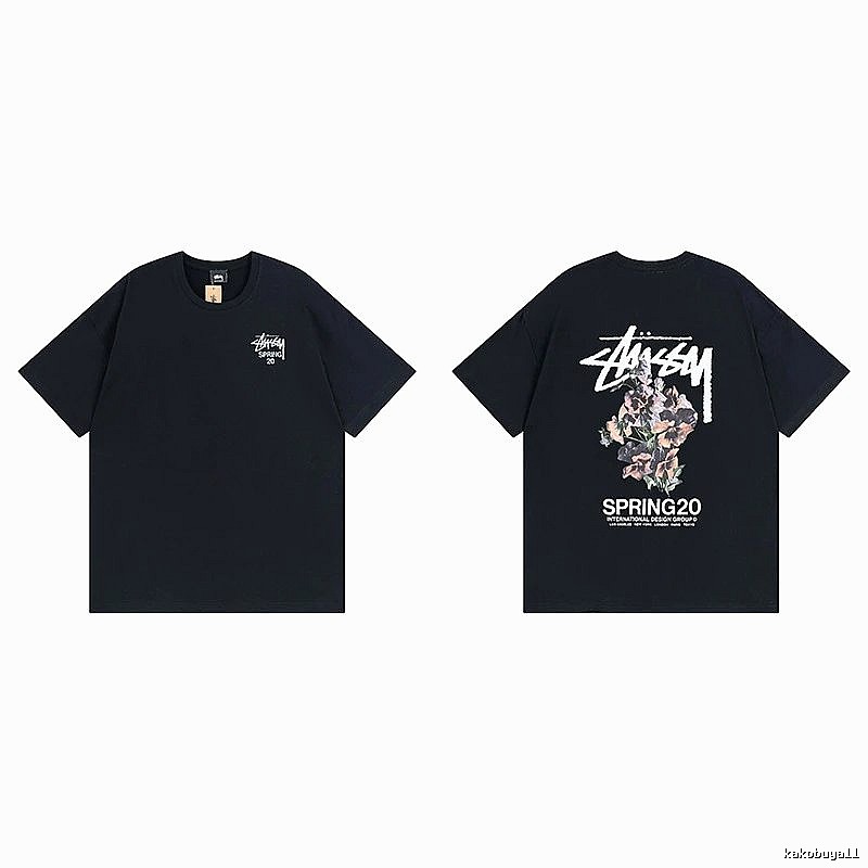 Stussy Black Spider Graphic T-Shirt Warm Weather Logo