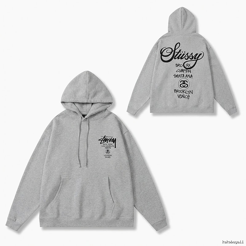 Stussy City Series Minimalist Style Light Gray Hoodie