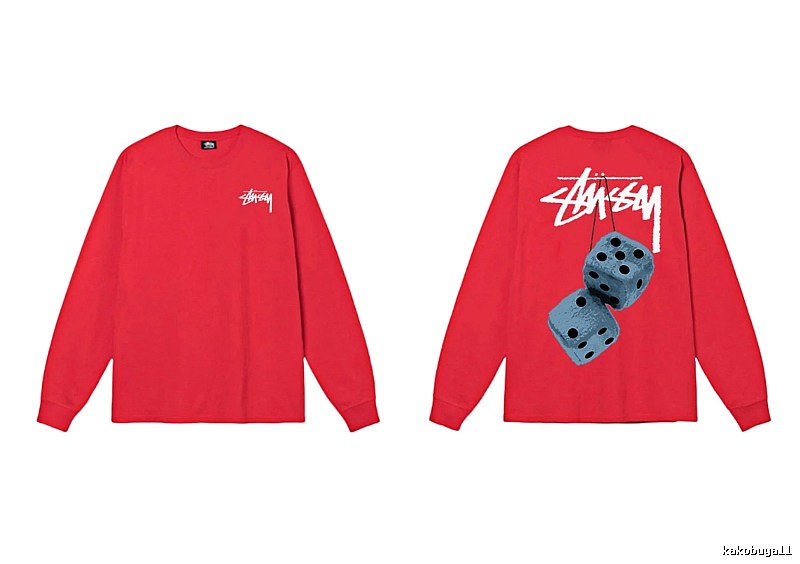 Stussy dice pattern red long-sleeved shirt