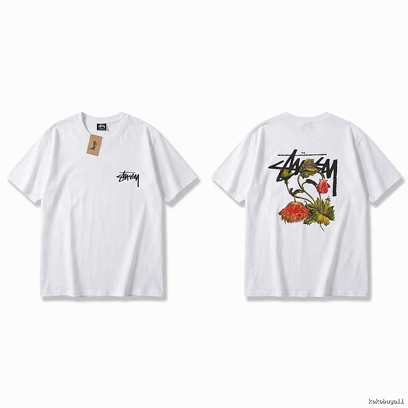 Stussy Floral Print White T-Shirt