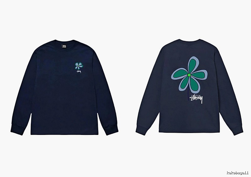 Stussy Floral Series Casual Style Navy Long-Sleeve