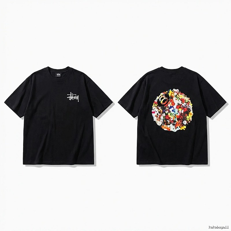 Stussy graffiti-style black T-shirt