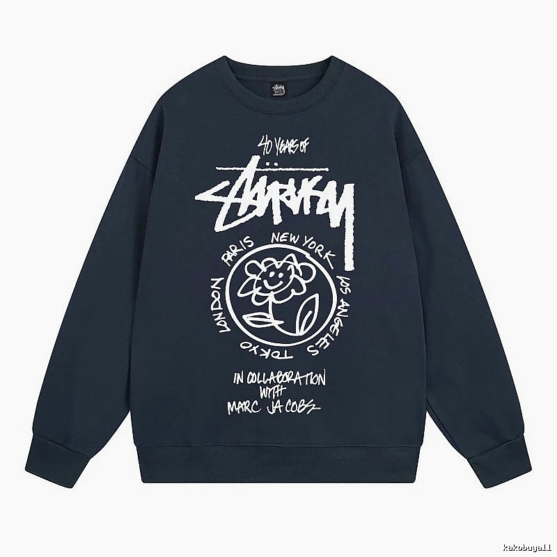 Stussy Navy Style 539 Graphic SweatShirt Poolside Style