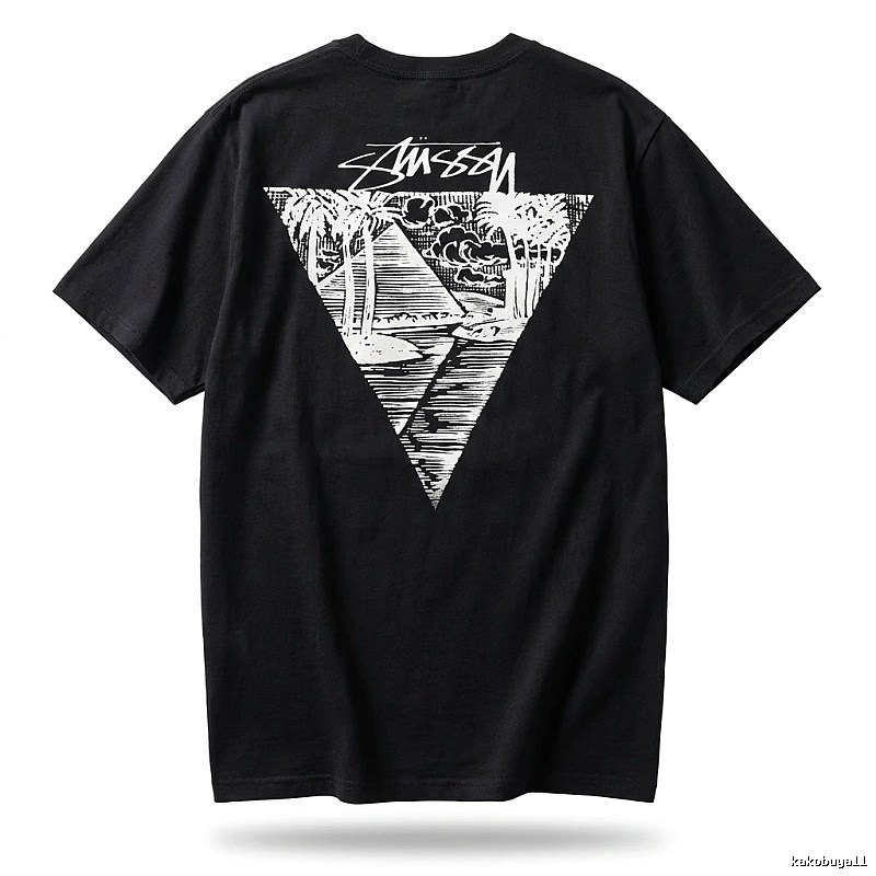 Stussy triangle print style black T-shirt