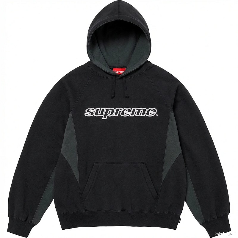 Supreme patchwork-style black hoodie