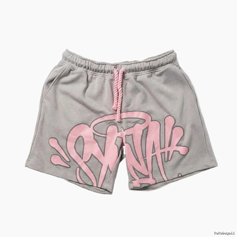 SynaWorld graffiti-style gray shorts