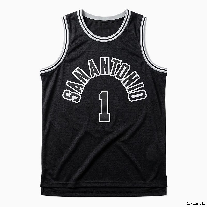 The black jersey of the San Antonio Spurs' Wembanyama style.