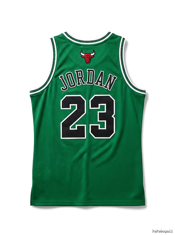 The green jersey with the number 23 of Michael Jordan