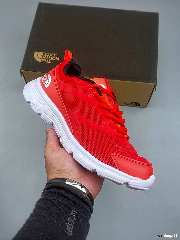 The North Face Red Knit Runners and Sock-Like Collar