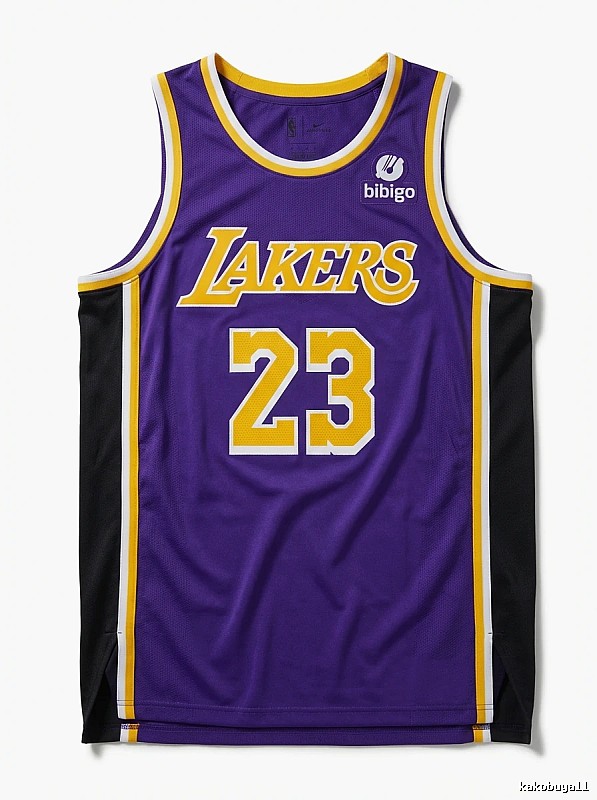 The retro-style No. 23 jersey of the Los Angeles Lakers.