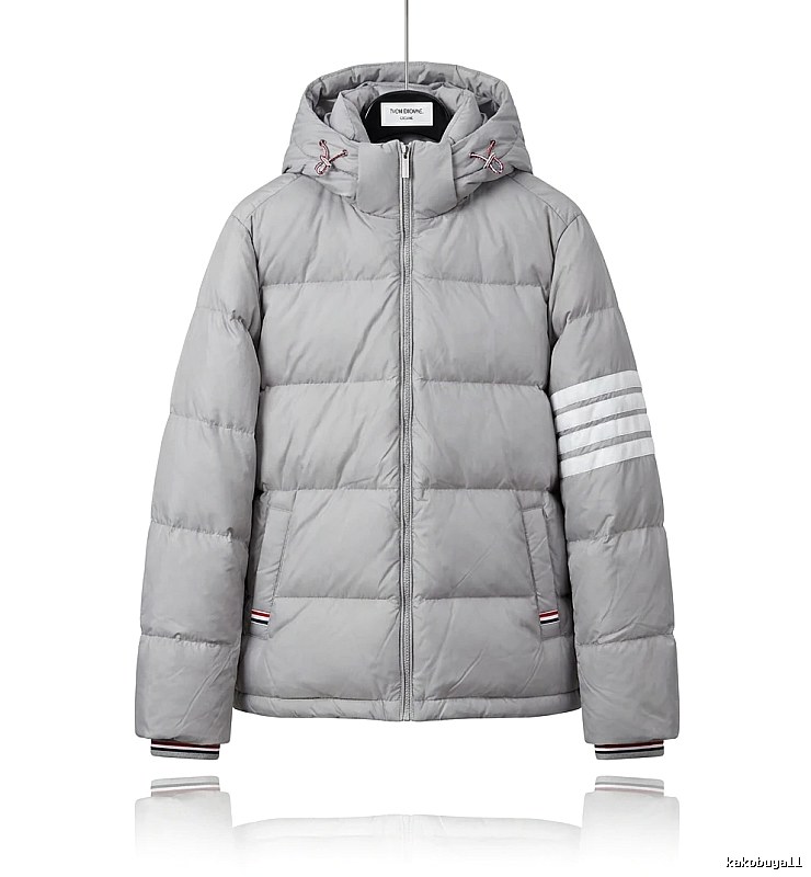 Thom Browne Classic Stripe Grey Down Jacket