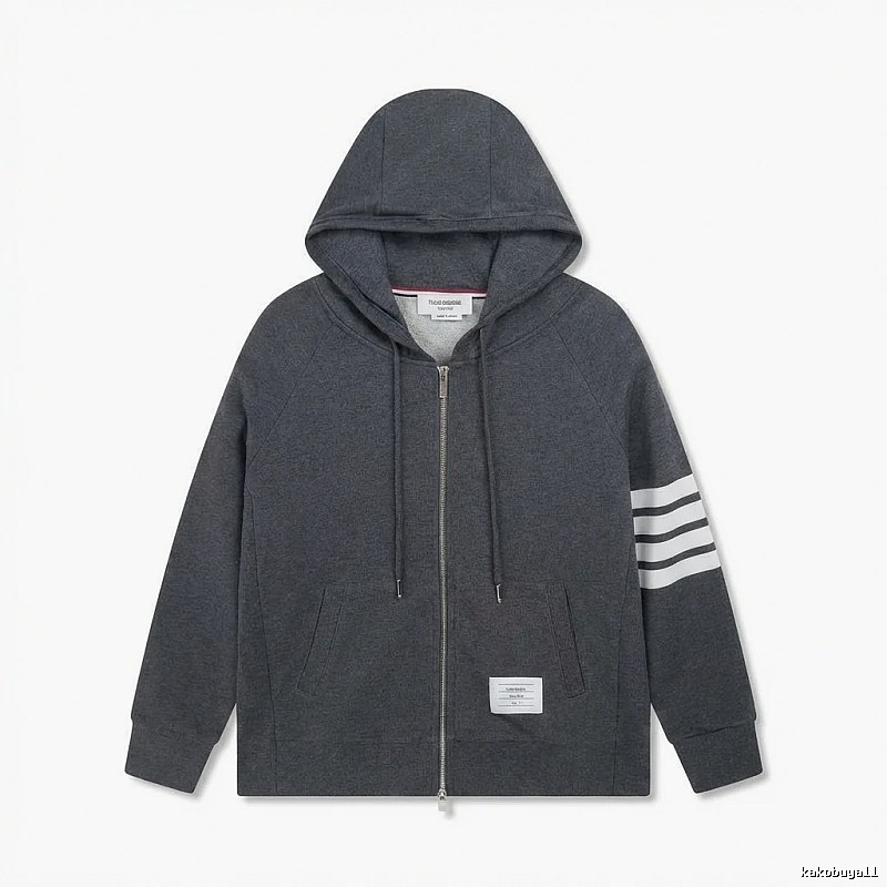 Thom Browne striped style dark gray sweatshirt