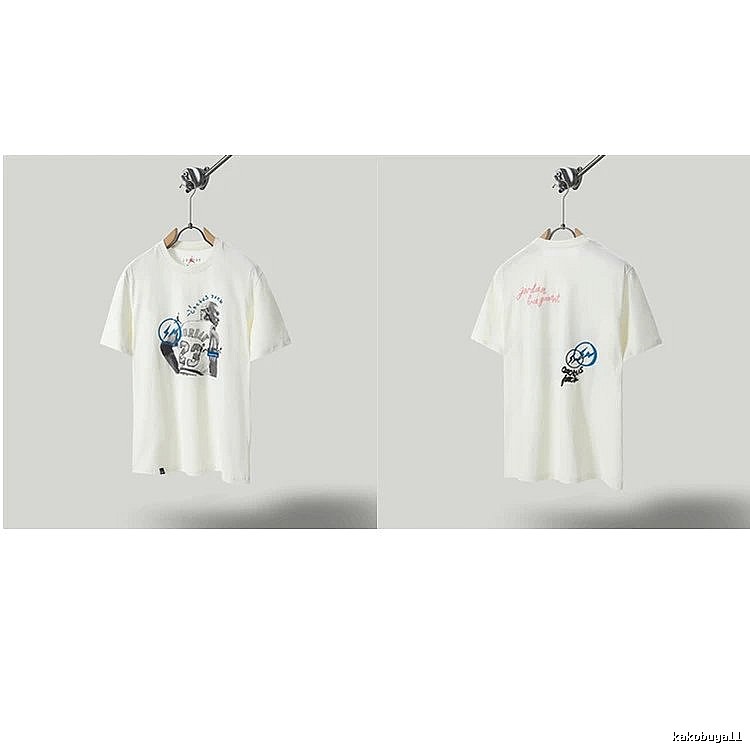 Travis Scott x Jordan Co-branded Graffiti-style Off-white T-shirt