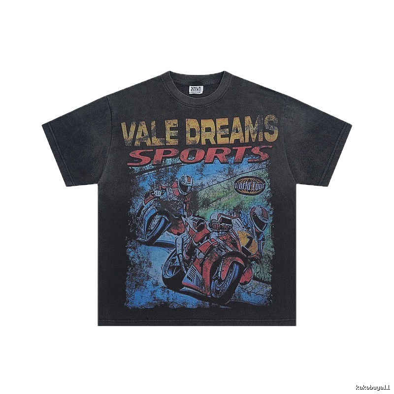 Valley Vintage Biker Style Distressed Charcoal Black T-Shirt