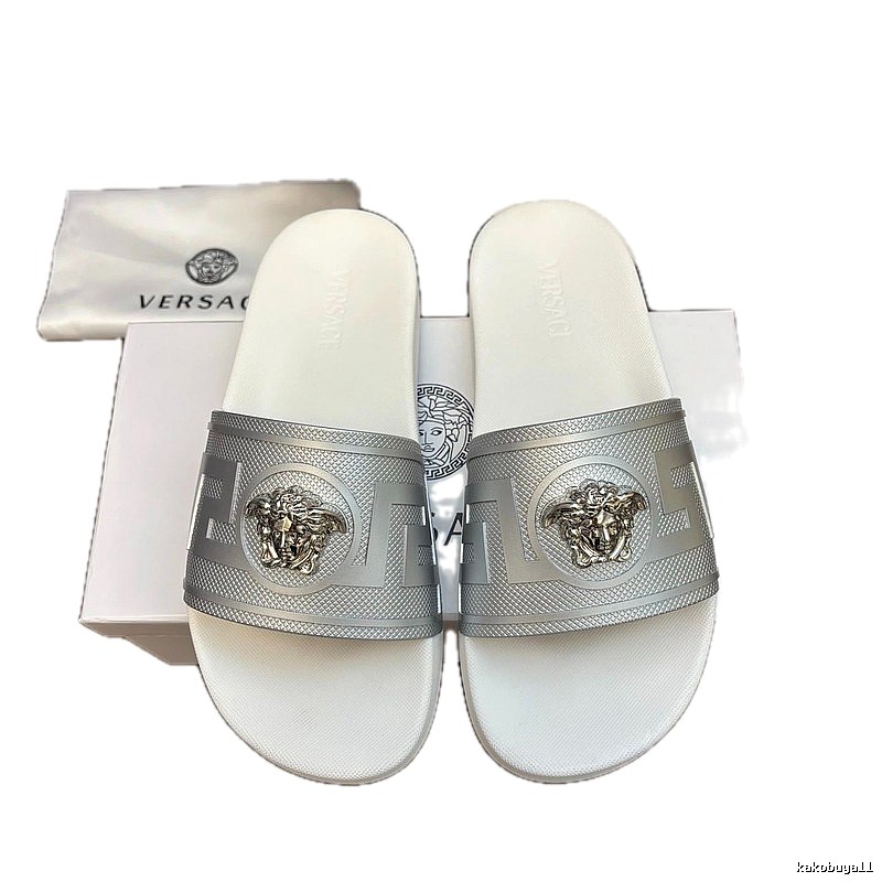 Versace Medusa Luxury Style Silver-white Slide Sandals