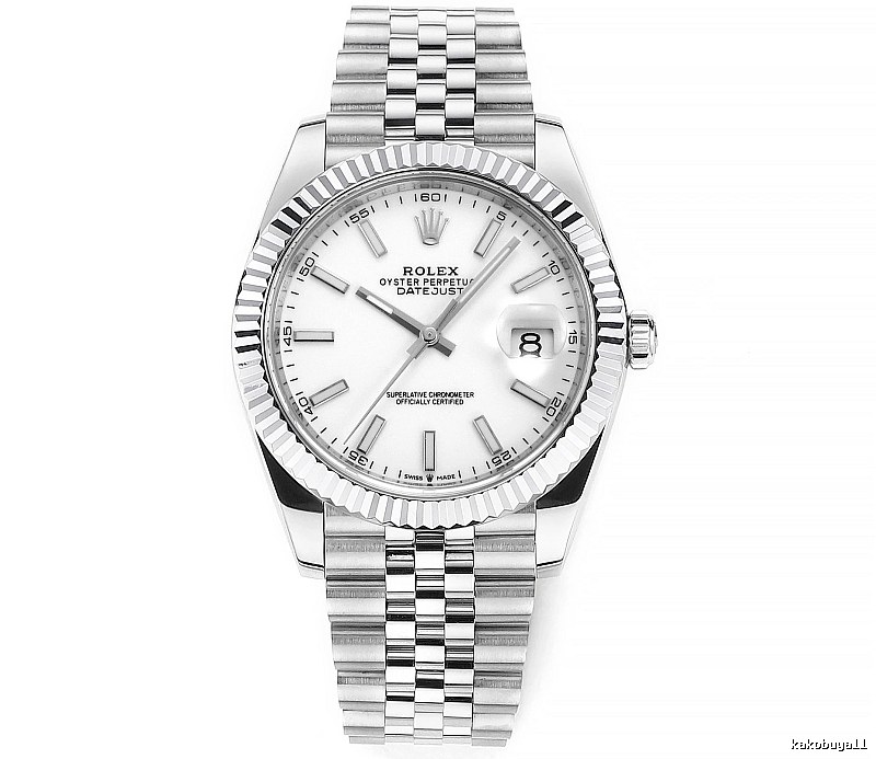 White Baton Dial Datejust Automatic Watch - Rolex Layering Edit